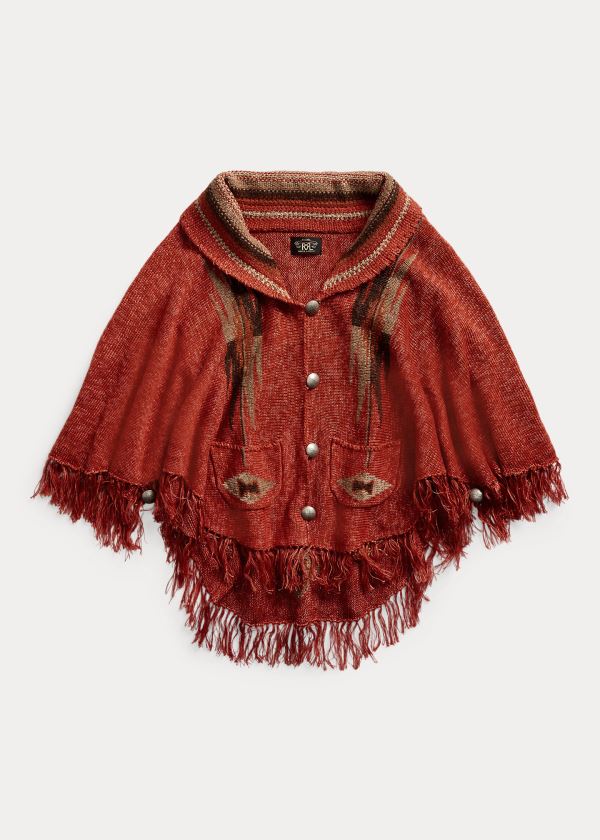 Ralph Lauren Fringe Linen-Blend Poncho Dame Danmark (IDZOX2913)